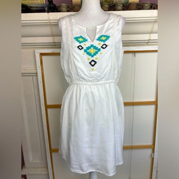 Kenji Anthropologie native SW beaded lined dress w/elastic drawstring waist - Picture 1 of 11